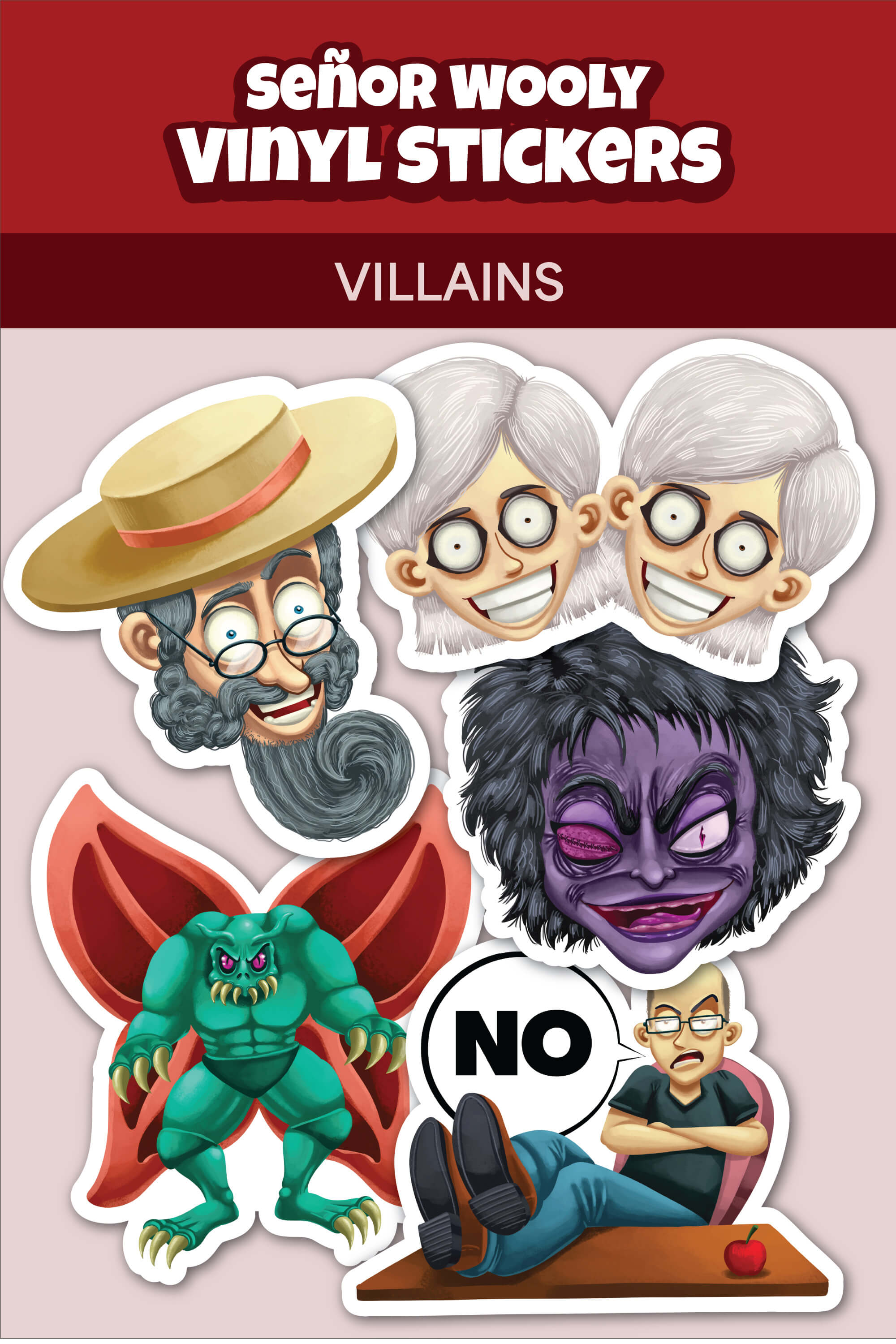 Señor Wooly Vinyl Stickers: Villains