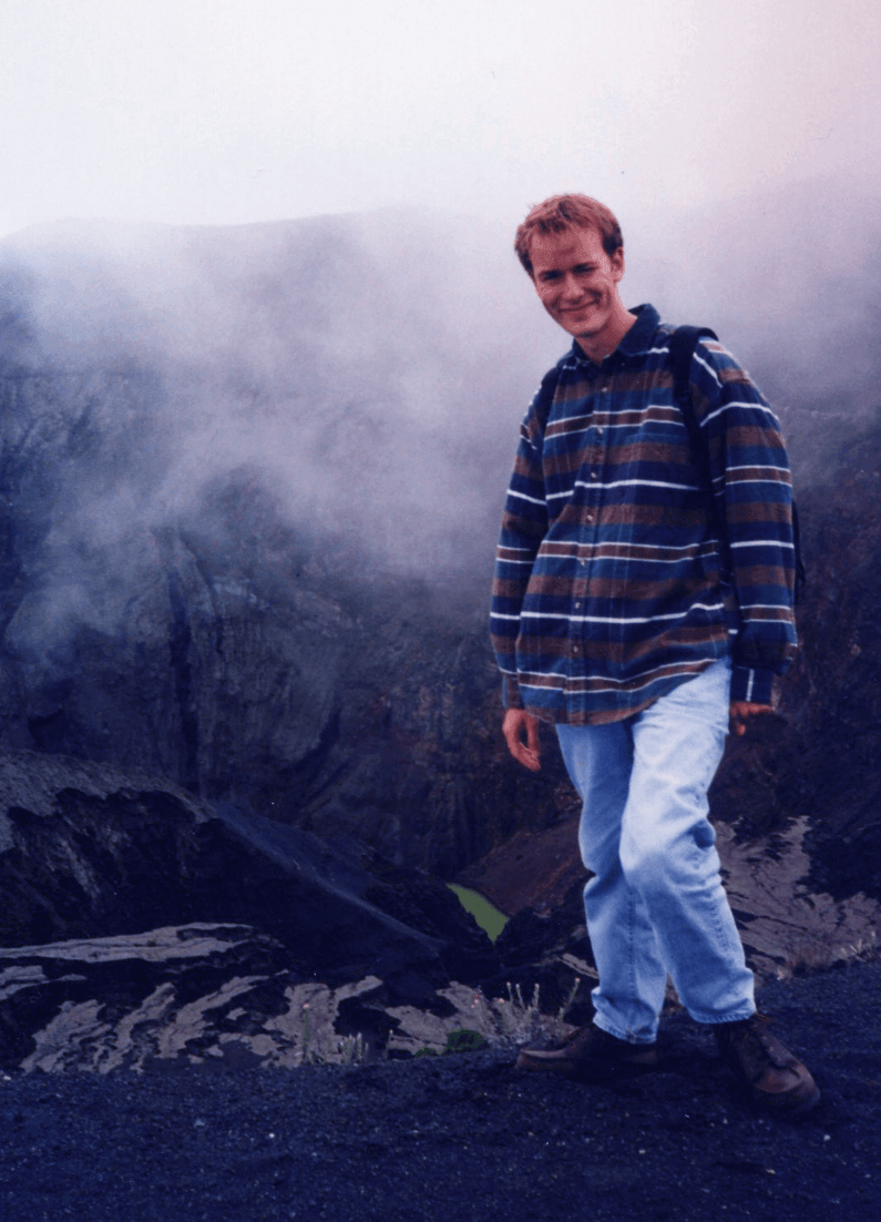 Jim Wooldridge as a teenager at Volc&aacute;n Iraz&uacute; in Costa Rica